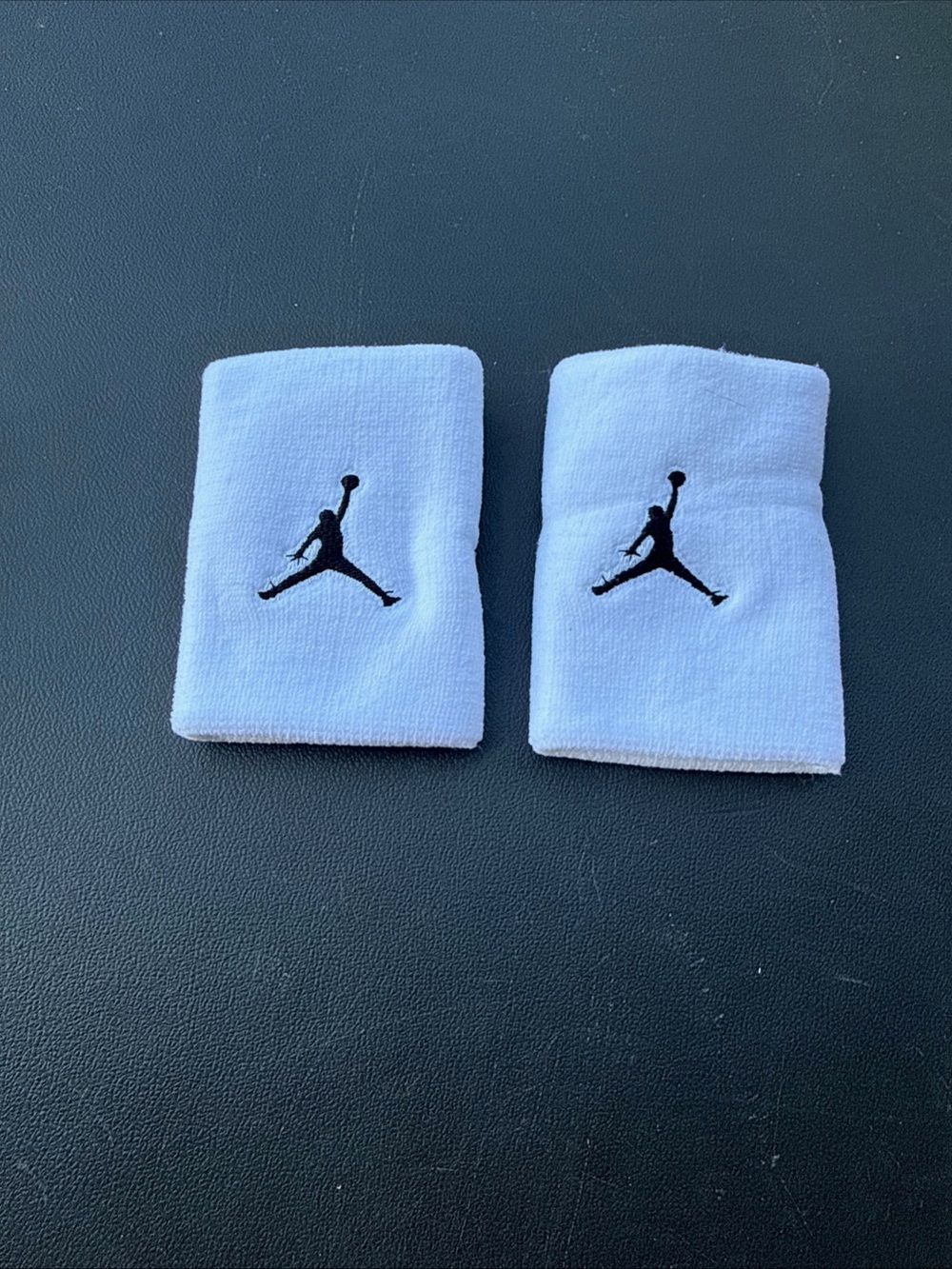 Nike White Wrist Sweatbands with Black Jumpman Logo